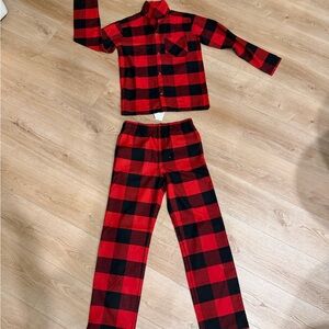 Old Navy Kids Red and Black Plaid Pajama Set